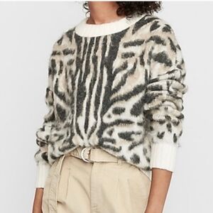Express Oversized Leopard Print Sweater, Size Small